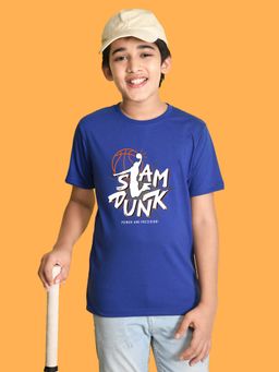 Nusyl - Boys Royal Blue Power and Precision Text Printed T-shirt