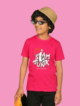 Nusyl - Boys Hot Pink Power and Precision Text Printed T-shirt