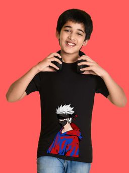 Nusyl - Boys Black Anime Printed T-shirt