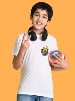 Nusyl - Boys White Bulldog Printed T-shirt