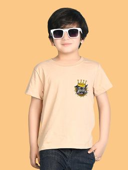 Nusyl - Boys Beige Bulldog Printed T-shirt