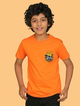Nusyl - Boys Orange Bulldog Printed T-shirt