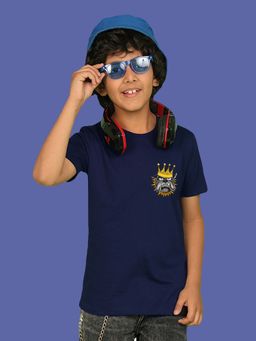 Nusyl - Boys Navy Blue Bulldog Printed T-shirt