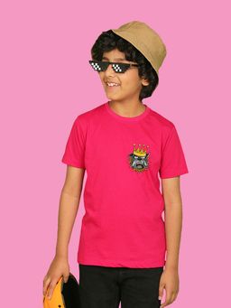 Nusyl - Boys Hot Pink Bulldog Printed T-shirt