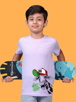Nusyl - Boys Lilac Was Up Text Printed T-shirt