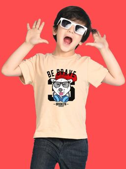 Nusyl - Boys Beige Be Brave Text T-shirt