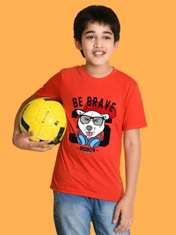 Nusyl - Boys Red Be Brave Text T-shirt