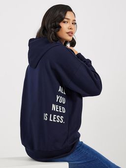 Styli - Navy Blue Printed Hoodie