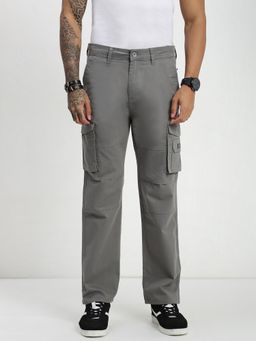 necked - Men's Grey Straight Fit Cargos