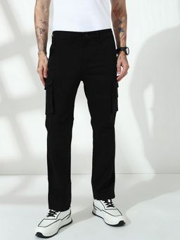 necked - Men's Black Straight Fit Cargos