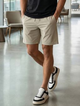 Nobero - Olive Ottoman Cotton Textured Shorts