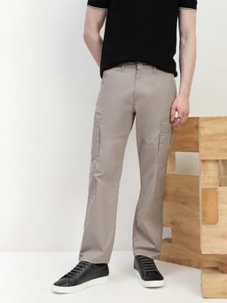 necked - Men's Grey Regular Fit Cargos
