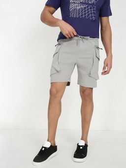 necked - Men's Light Grey Slim Fit Cargo Shorts