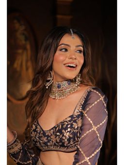 Gopi Vaid - Blue Elnaaz Lehenga with Blouse and Dupatta