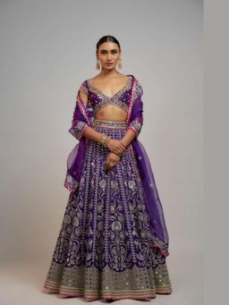 Gopi Vaid - Tamanna In Sacchi Purple Lehenga with Blouse and Dupatta