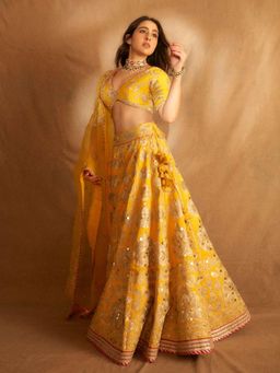Gopi Vaid - Sara Yellow Lehenga with Choli and Dupatta
