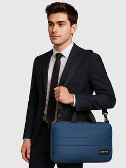 THE HOLISTIK - Men Quilt Top Blue Messenger Bag with Detachable Strap