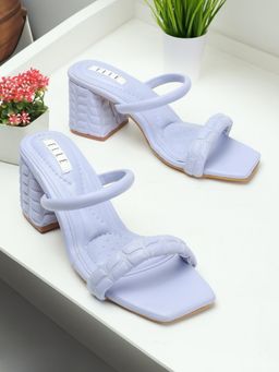 ELLE - Women's Fashionable Lavender Textured Heel Sandals