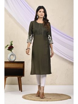Autumnlane - Layla Moss Green Embroidered Kurta