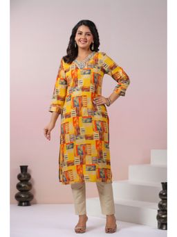 Autumnlane - Uma Canary Printed Cotton Kurta