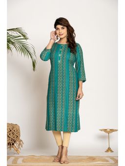 Autumnlane - Uma Teal Printed Cotton Kurta
