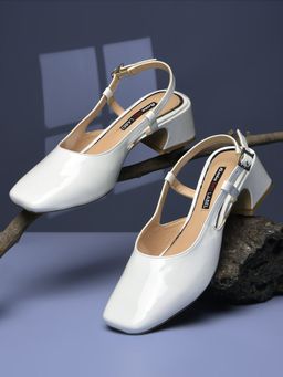 Bata - Women White Block Sandals Heels