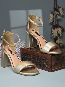 Bata - Women Gold Block Sandal Heels