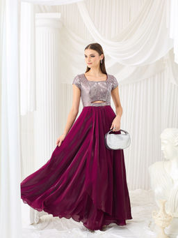 Miss Chase - Women Purple Satin Dress