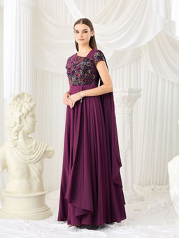 Miss Chase - Women Purple Satin Dress