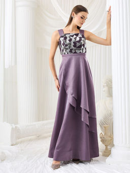 Miss Chase - Women Purple Satin Dress