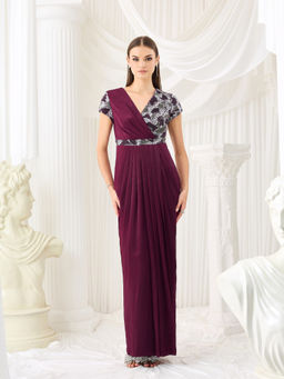 Miss Chase - Women Wine Satin Dress