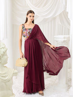 Miss Chase - Women Wine Satin Dress