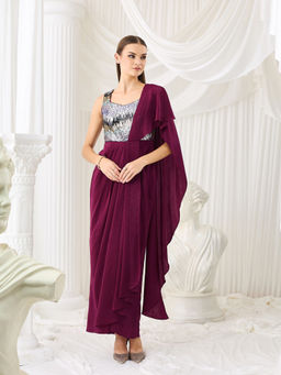 Miss Chase - Women Wine Satin Dress
