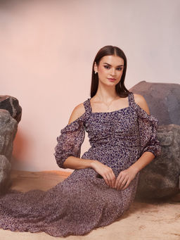 Miss Chase - Women Purple Chiffon Dress