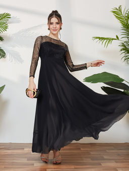 Miss Chase - Women Black Georgette Dress