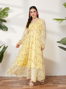 Miss Chase - Women Yellow Chiffon Dress