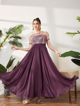 Miss Chase - Women Mauve Polyester Dress
