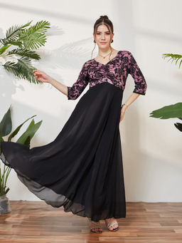 Miss Chase - Women Black Georgette Dress