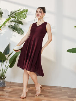Miss Chase - Women Maroon Georgette Dress