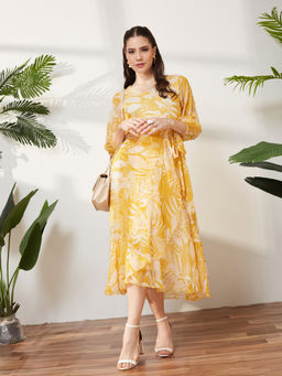 Miss Chase - Women Yellow Chiffon Dress