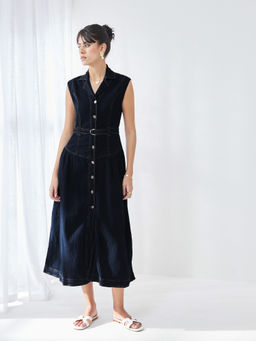 Miss Chase - Women Blue Cotton Dress