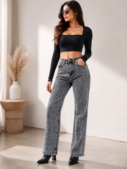 KOTTY - Women Grey Cotton Blend Jeans