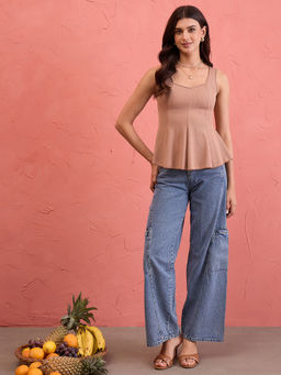 Uptownie - Women Brown Cotton Blend Top
