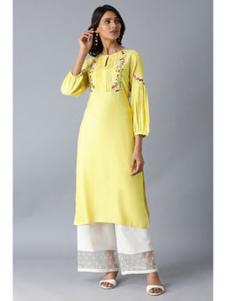 WISHFUL by W - Yellow Floral Kurta