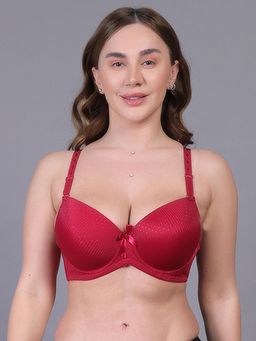BRACHY - Maroon T-Shirt Full Coverage Lightly Padded Pushup Bra