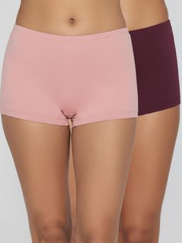Zivame - Multi-Color Medium Rise Full Coverage Boyshort (Pack of 2)