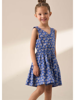 ANGEL & ROCKET - Girls Blue Lina Printed Linen Playsuit