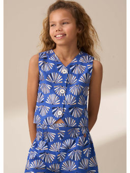 ANGEL & ROCKET - Boys Blue Lina Print Linen Waistcoat