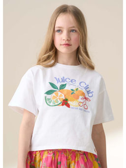 ANGEL & ROCKET - Girls White Embroidered T-Shirt