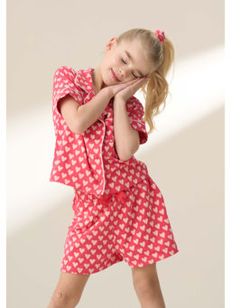 ANGEL & ROCKET - Girls Pink Heart Print Shirt with Shorts (Set of 2)